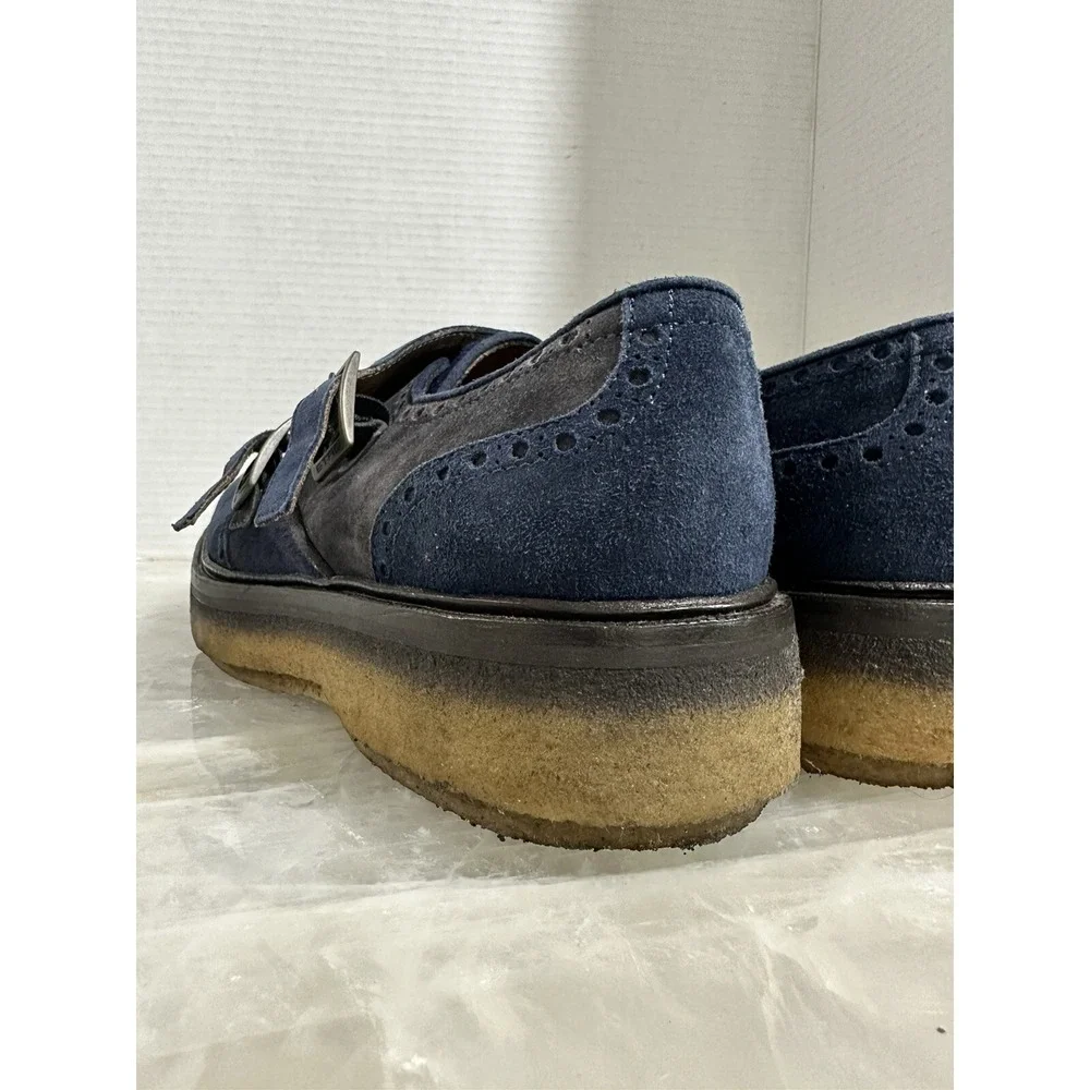 Etro Mens Blue Suede Double‎ Monk Strap Shoes UK 41 US 8.5